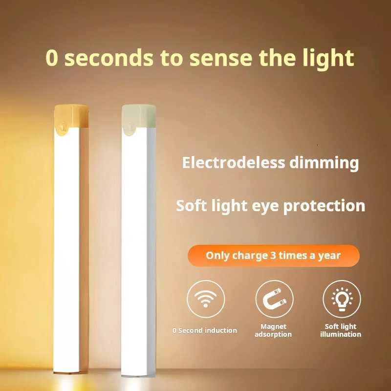 1pc Wireless Rechargeable LED Motion Sensor Cabinet Light - Ideal for Closet Kitchen Wardrobe Stairs - Battery Operated Night M251129