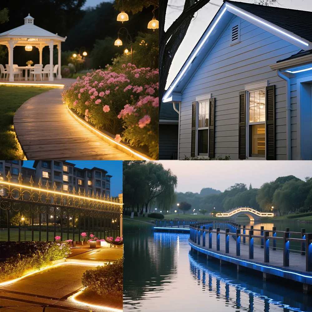 Solar Neon Light Strip 24V COB Waterproof IP68 Red Green Blue Warm Natural White 320LEDs/m Flexible High Density Linear Lighting M251129