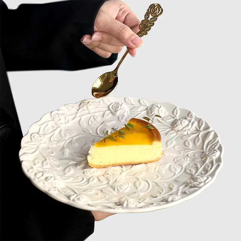 Luxury French Ceramic Plate Luxury Restaurant ic White Steak Plate Exquisite Round Household Tableware Y251129
