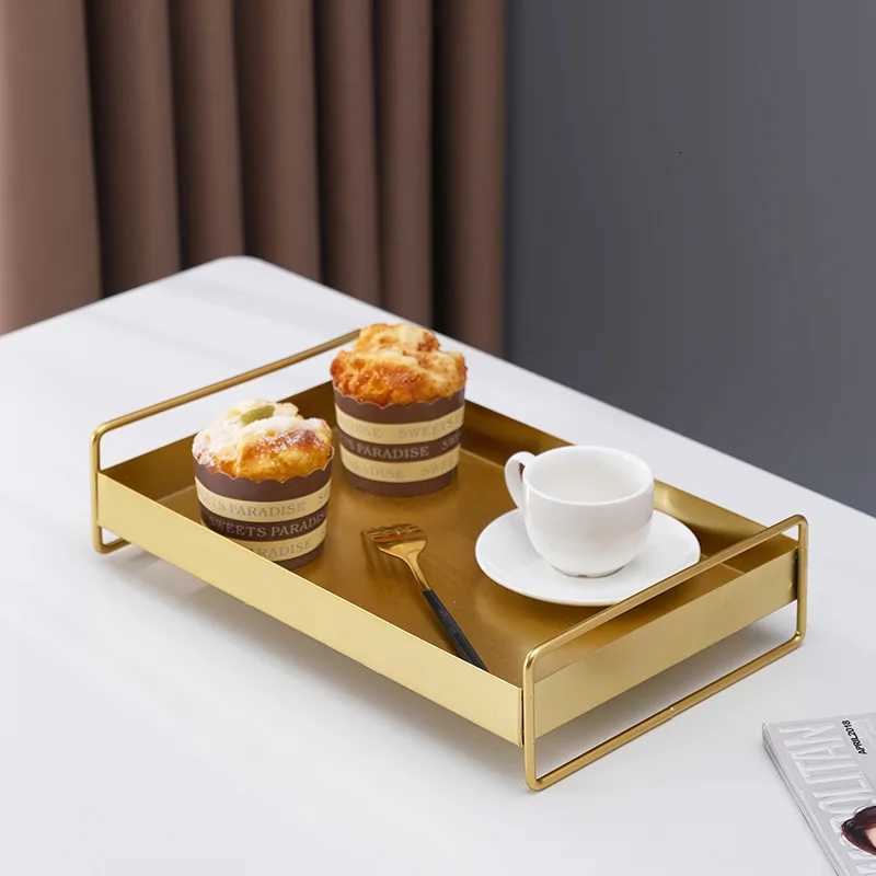 1PC Nordic Metal Tray Dried Fruit Plate Snack Fruit Dish Rectangular Snack Tray Storage Plate With Lid Dessert Tray Y251129