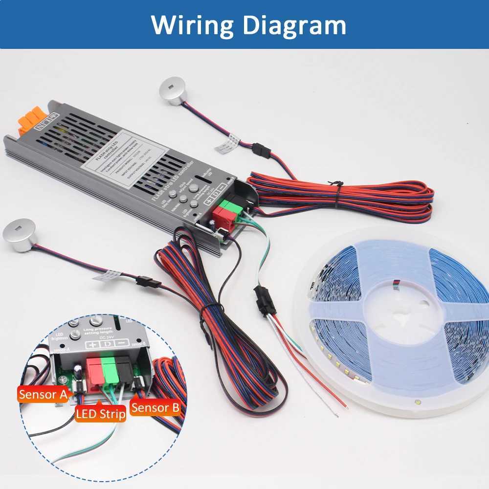 5M 10M 15M WS2811 COB Running Water Strip Light for 24V 400W PIR Motion Sensor LED Stair Controller Staircase Lighting Decor M251129