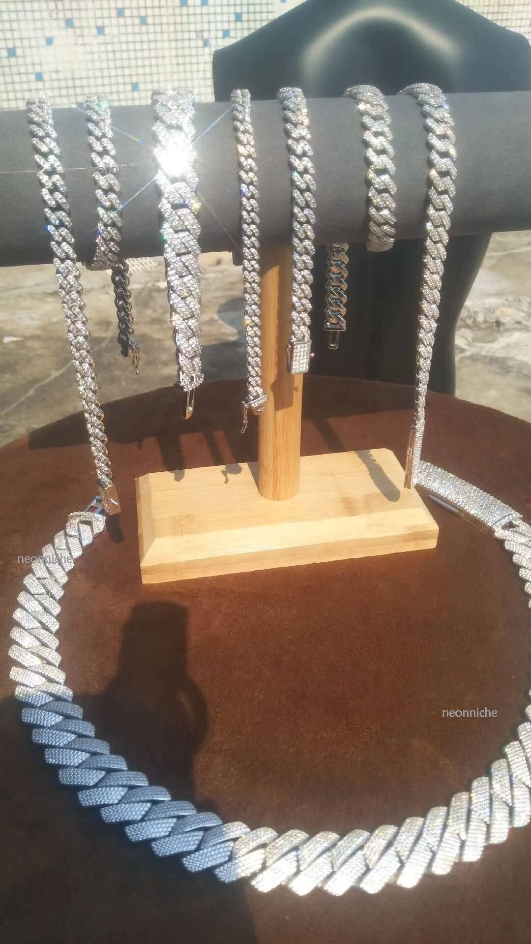 20mm all white pure sier girl chilled VVS moissanite Cuban necklace chain hip-hop men's bracelet