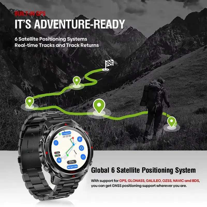2025 New T-Rex 3 Pro GPS Smart Watch 3ATM Waterproof Built-in Dual-band AGPS Compass Military Sport BTcall Smartwatch MenW251129