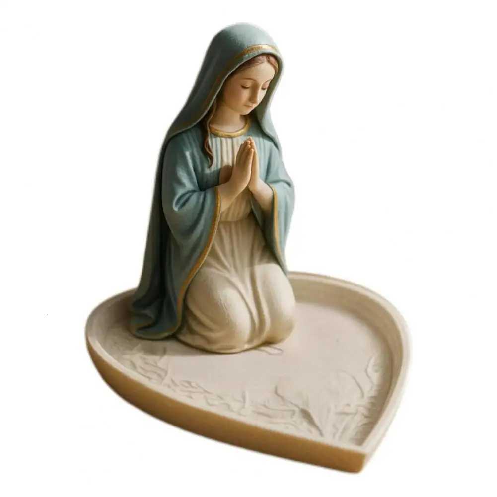 Timeless Charm Resin Rosary Holder with Mary Figurine for Catholic Devotional He Decor Lady Prayer Dish Jewelry for Bedro H251129