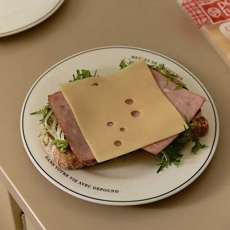 Luxury Korean Instagram Bloggers Plate French Letter Disk Toast Bagel Plate Fruit Dessert Cake Plate Italian Noodle Dish Korean Style Y251129