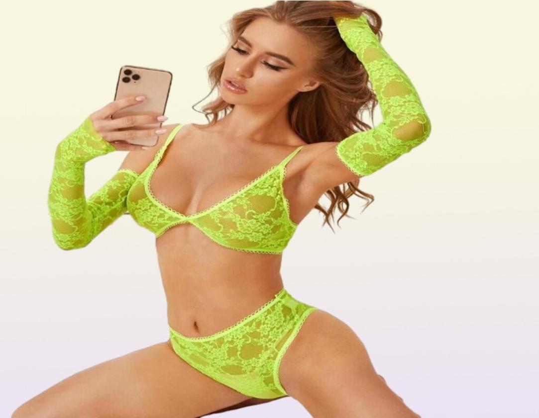 Bras Sets Sexy Lingerie Lace 4piece Sex Suit Multicolor Multicode Plus Size Lingere Fishnet Set Q4247685800