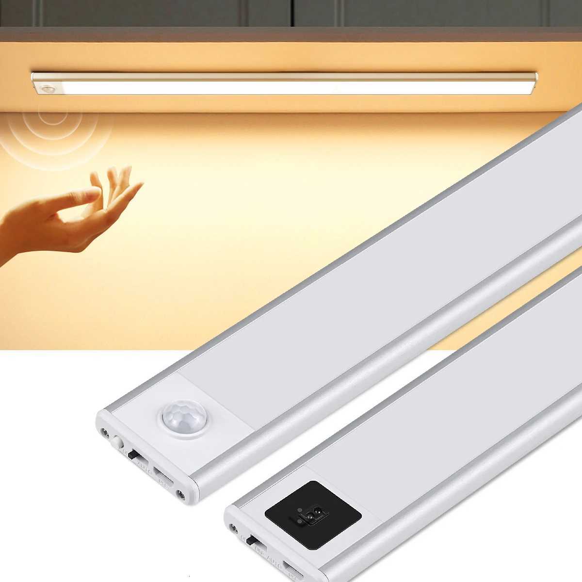 Ultra-thin USB LED Cabinet Light Hand Sweep / PIR Motion Sensor LED Rechargeable Aluminum kitchen Lamp Portable Night Lighting M251129