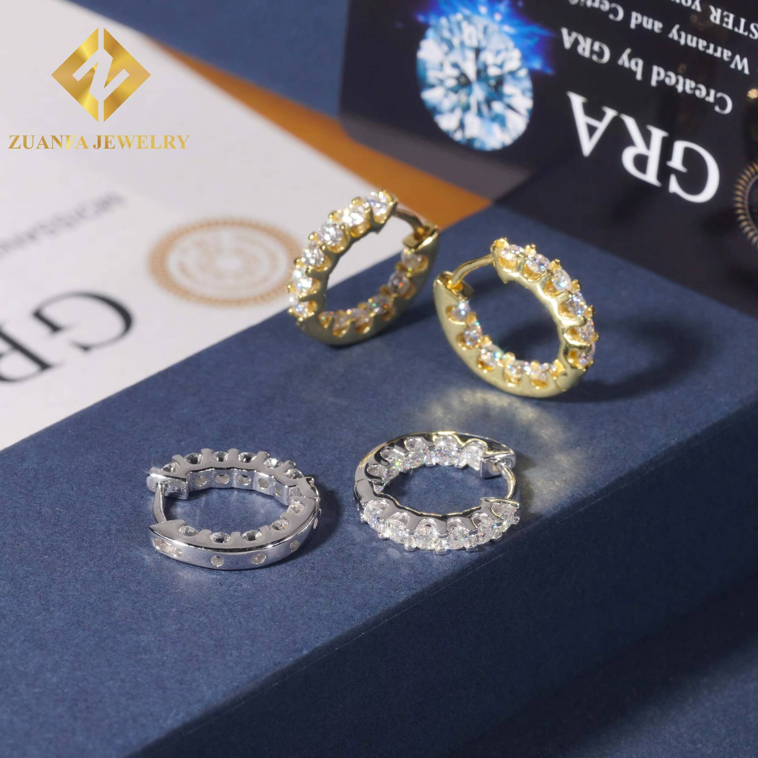 Fashion Women Tennis Earring 925 Sterling Silver VVS Moissanite Diamond Hoop Earring Hip Hop Earring Jewelry for Engagement