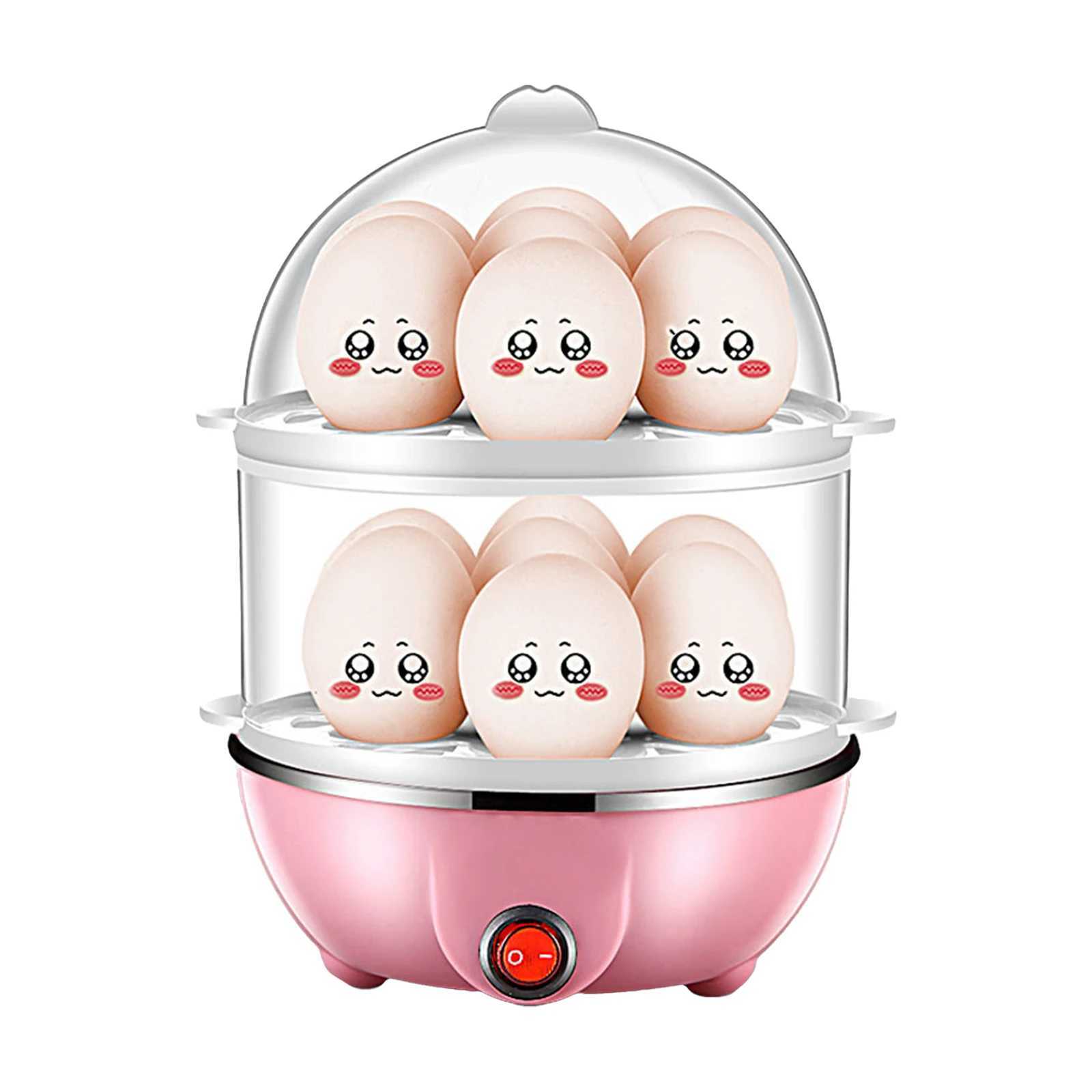 Double Layer Egg Cooker 14 Egg Capacity Hard Boiled Egg Cooker Anti-dry Electric Egg Boiler with 40mL Measuring Cup Steam C251129