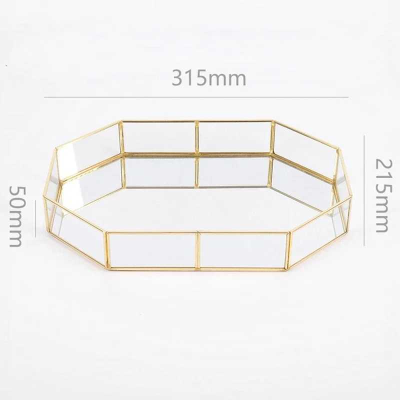 Storage Glass Storage Tray Home Kitchen Golden Tray Simple Jewelry Cosmetic Decoration Retro Copper Tea Storage Trays Y251129