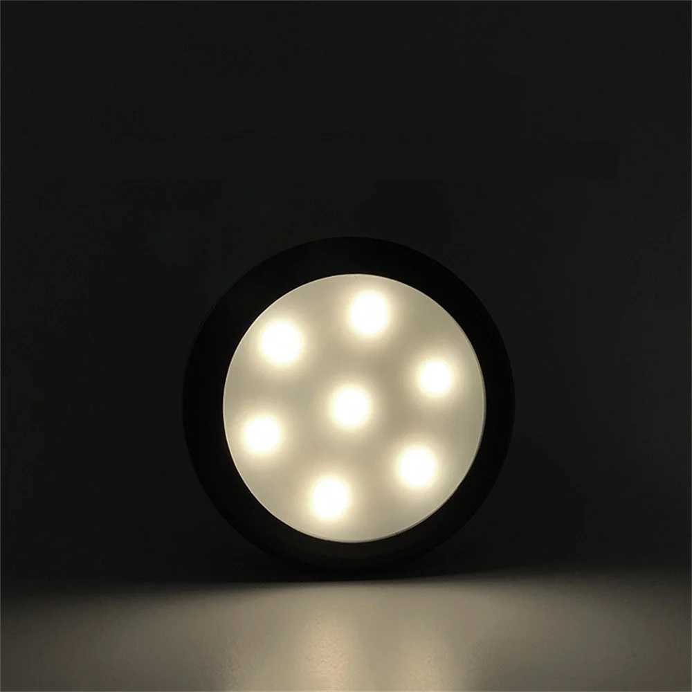 Battery Powered Black LED Puck Light 80MM Closet Night Lamp with Remote Controller for StudyBedroom 3000K M251129