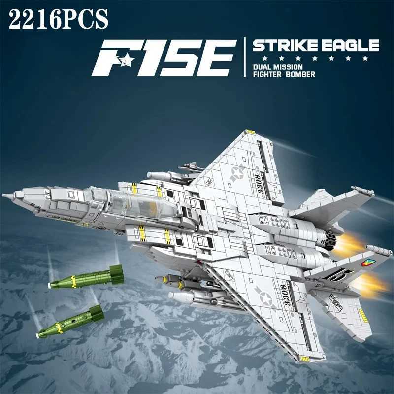 2216PCS Military F-15 Strike Eagle Fighter Building Blocks Cruise Air Force Bomber Model Bricks Collect New Year Gifts Kids Toys J251129