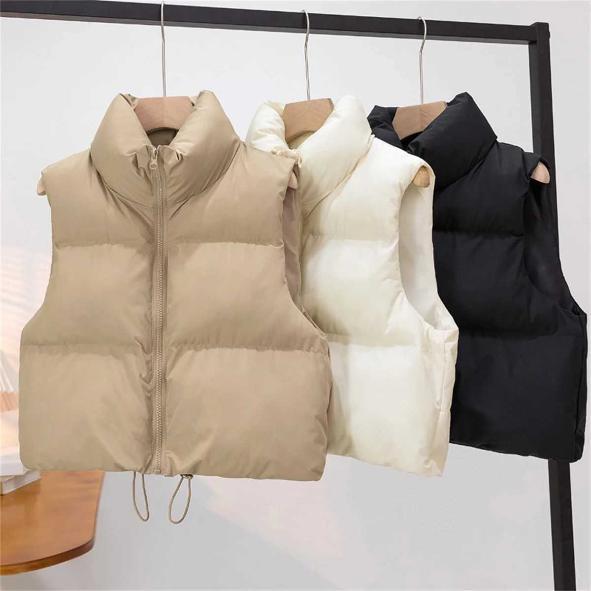 Fashion Zipper Vest For Women Autumn Winter Stand Collar Sleeveless Coat Lady Casual Street Warm Jacket Elegant Outfit ClothingT251129