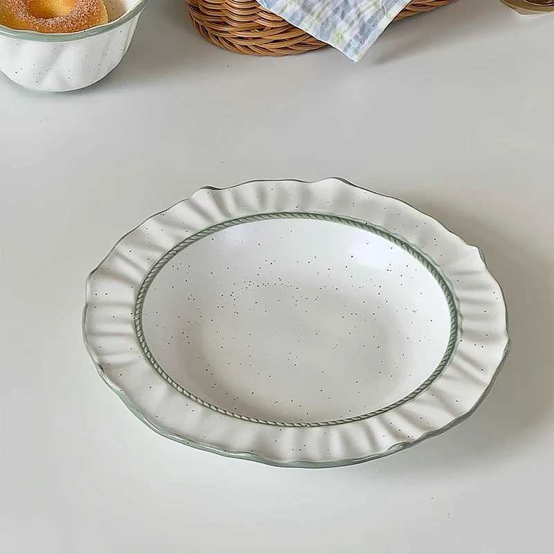 Luxury Sesame Dot Splash Ink Plate Simple Western Restaurant Pasta Deep Plates Ins Style Dessert Tableware He Patchwork Dining Disc Y251129