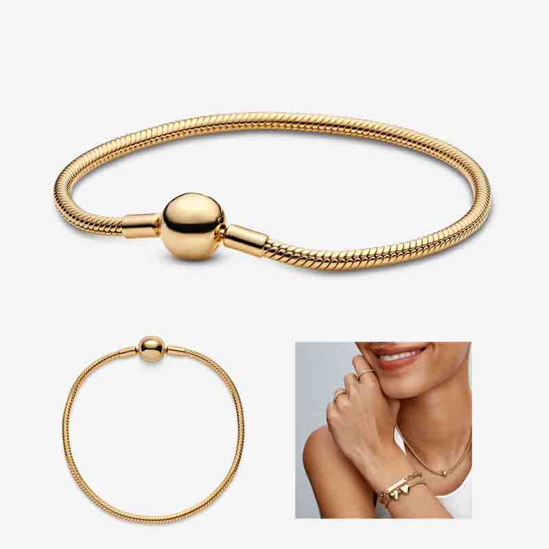 Golden Charm Bracelet 18K Yellow Gold Snake Chain Bracelet For Women Men Party Gift Jewelry Set Designer Bracelet with Retail Box Top Quality Wholesale