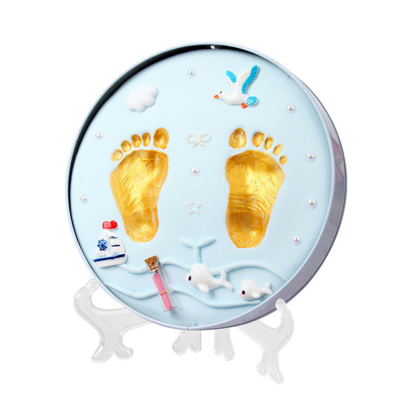 Newborn Hand and Foot Prints Mud Fetus Hair Souvenir DIY Baby Hand and Foot Prints Hundred Days Full Moon Year Old Gift 211028