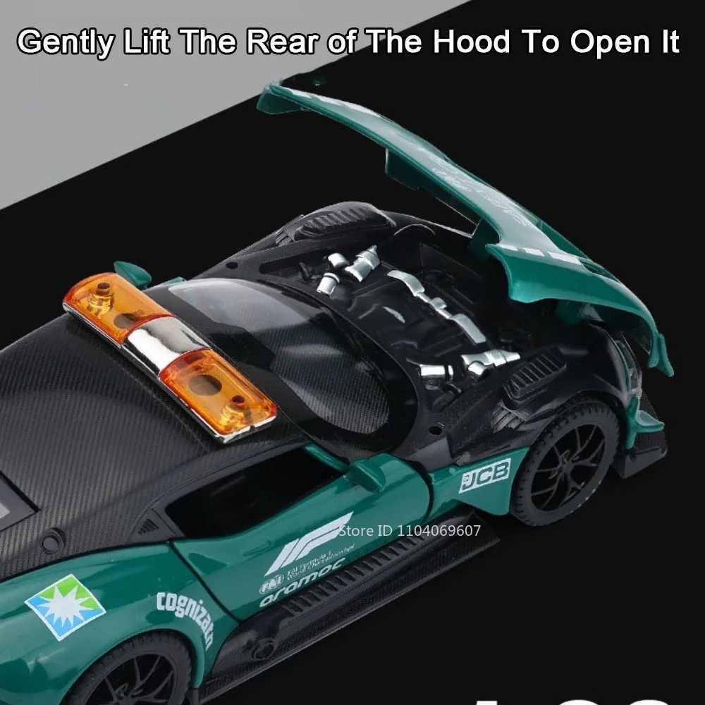 132 Scale Vulcan Safety Car DB12 Model Toy Metal Body Rubber Tires Sports Cars Models Sound Light Pull Back Toys Gift for Child J251129