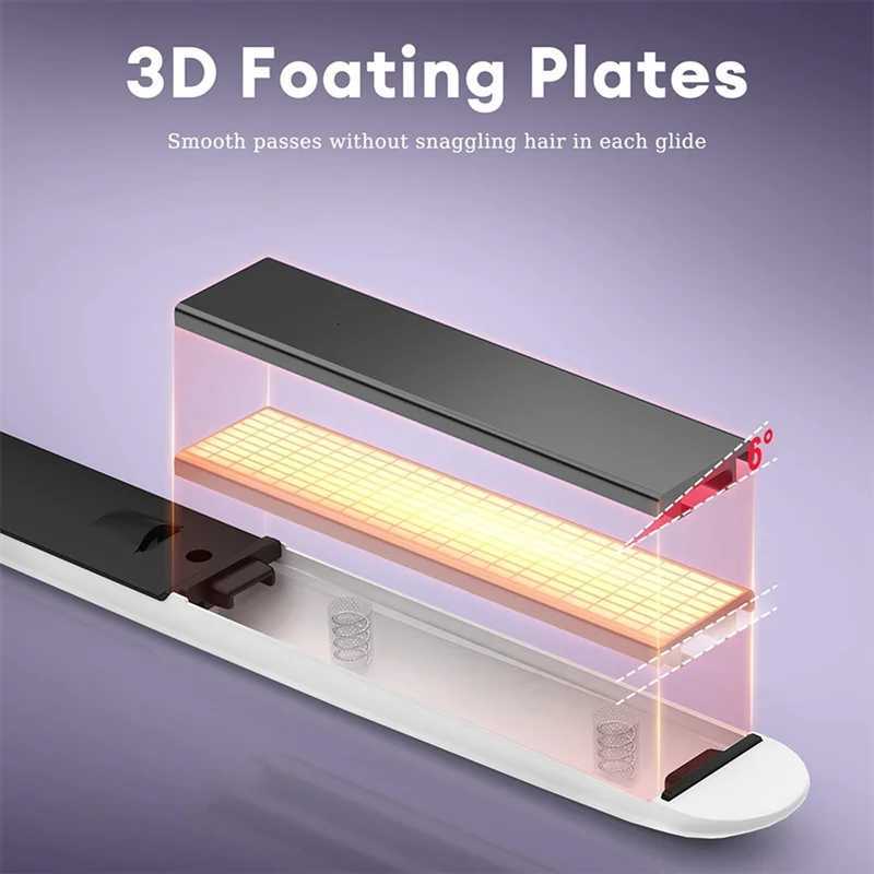 AT28-Professional Hair Straightening Iron Flat Iron Coating Fast Heating Digital Control Unit Curling FunctionT251129