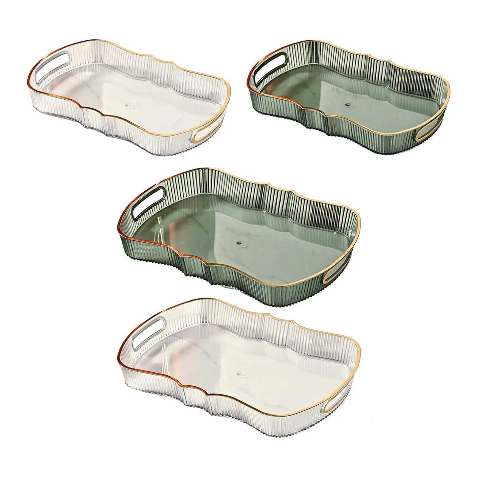 Acrylic Serving Tray with Handle Decorative Tray Jewelry Perfume Cosmetics Holder for Home Kitchen Bread Living Room Office Y251129