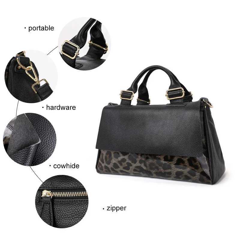 The fashionable leopard print womens handbag is made of high-quality cowhide and is a large and beautiful bag K251128