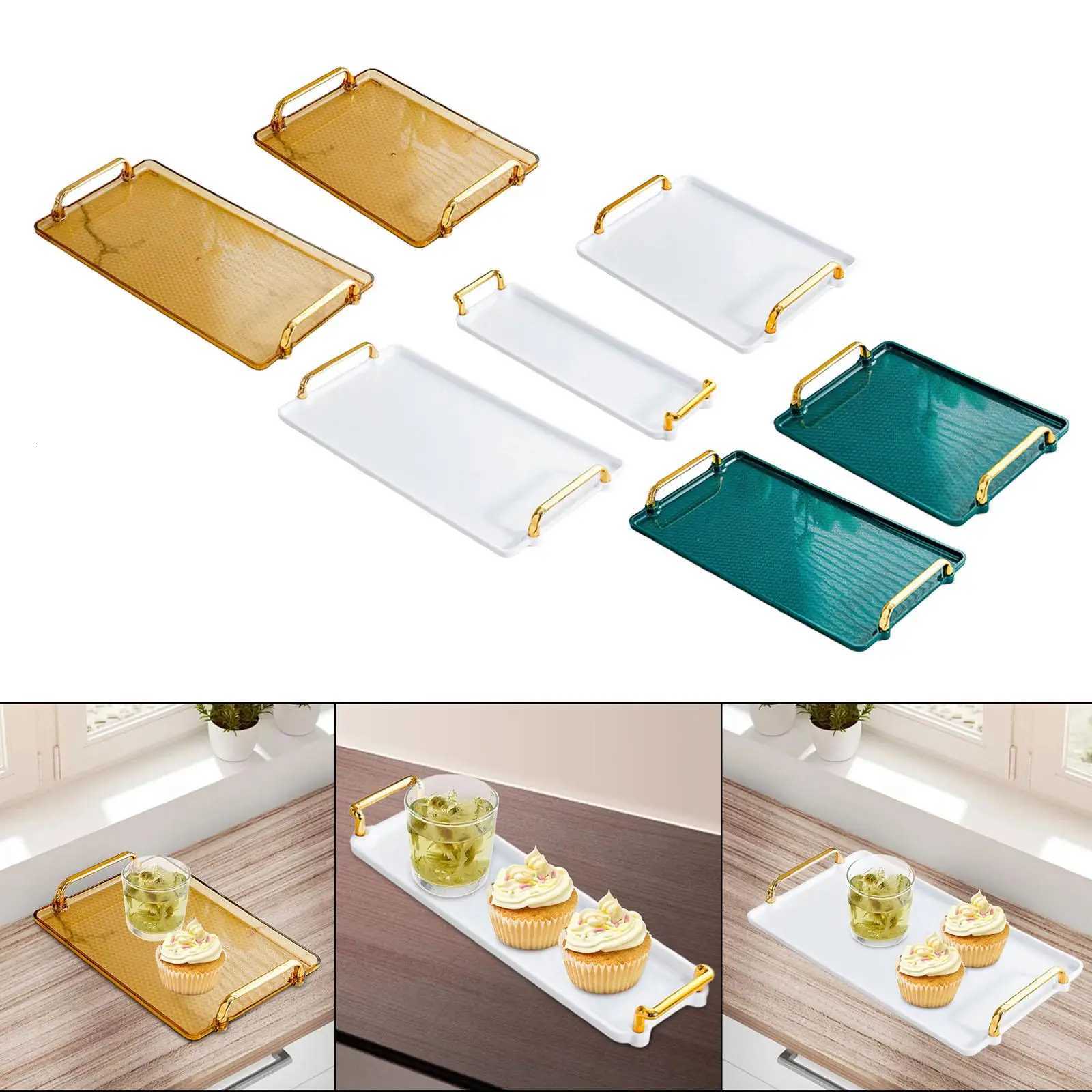 Serving Tray with Handle Vanity Tray Dinner Plate Bathroom Vanity Organizer Platter for Party Table Centerpiece Living Room Y251129