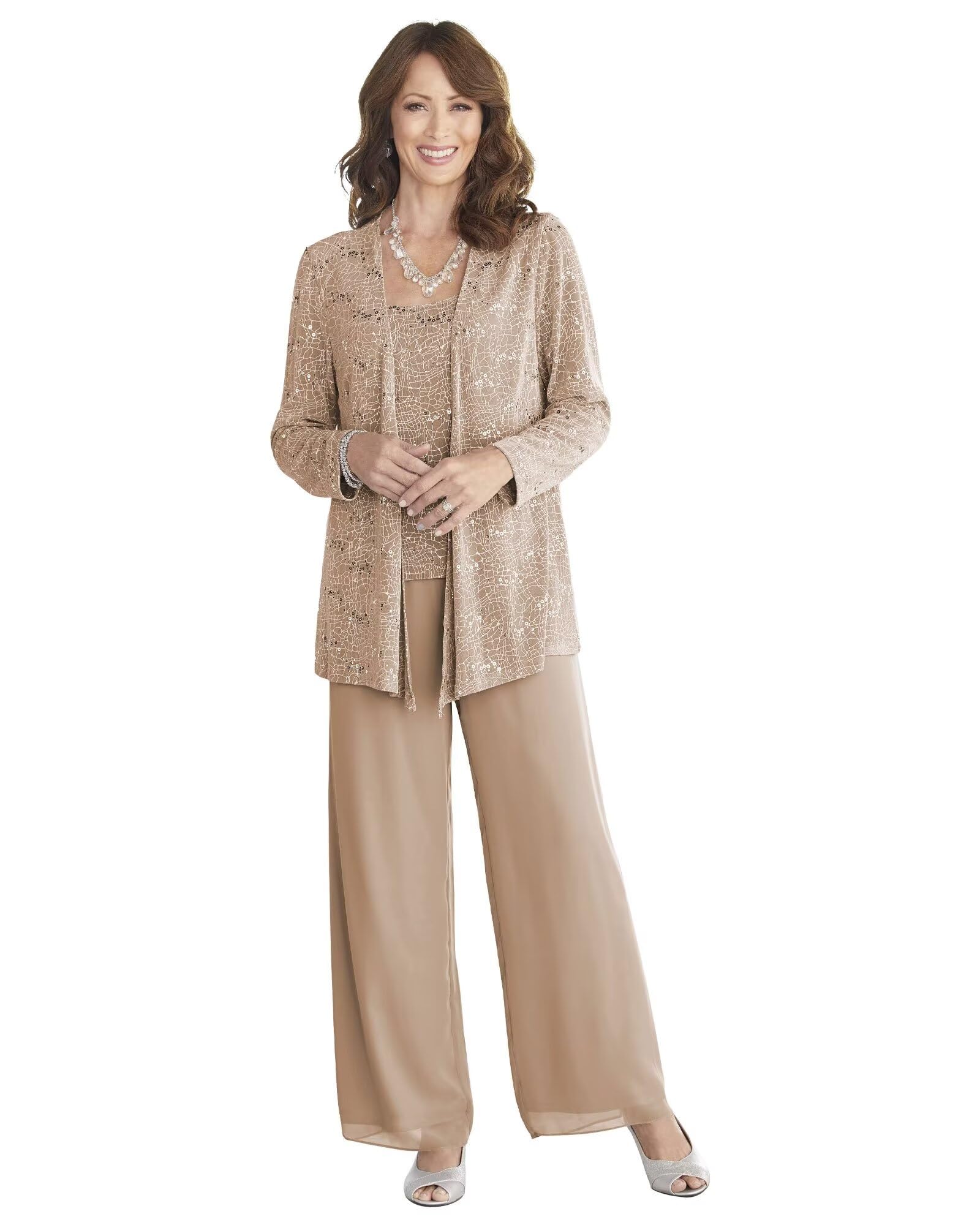 Grandmother Pantsuits Women's Wedding Jumpsuit 3 Pieces Mother of The Bride Dresses Pant Suits with Jacket for Wedding