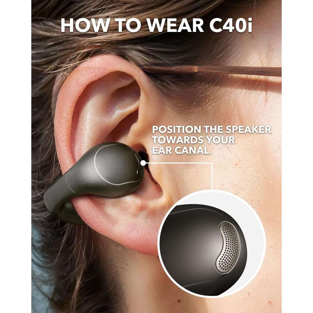 Soundcore C40i open ear clip on headphones with 3D sound suitable for outdoor sports