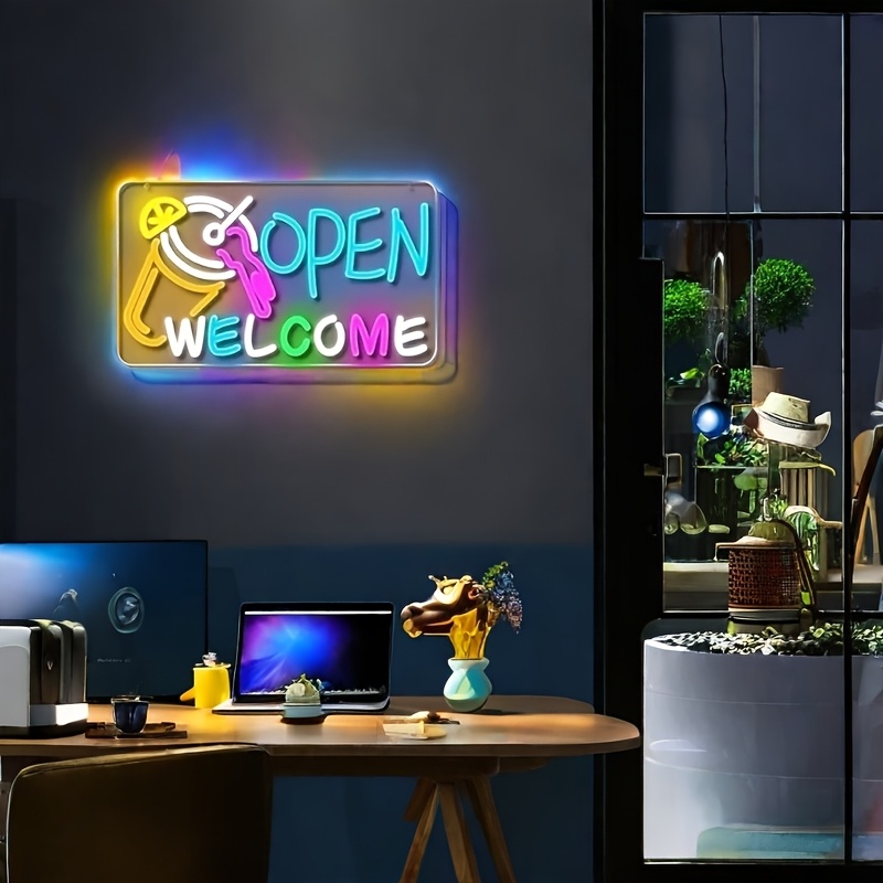 Open Signs for Business, Super Bright LED Neon Open Sign -Electric Light-Up Sign with ON/OFF Switch, Suitable for Coffee Shops, Salons, Bars, and Wind