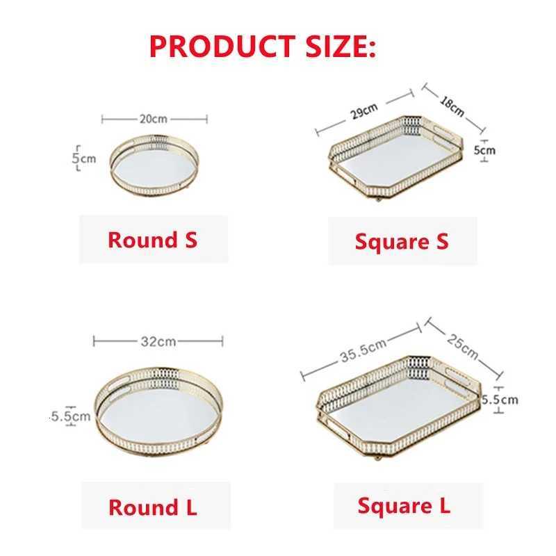 Metal Decorative Tray Makeup Organizer Box Jewelry Display Home Decorative Mirror Tray Fruit Snack Candy Dish Tea Table Storage Y251129