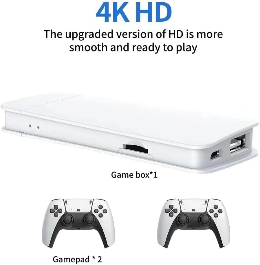 Wireless Retro Game Console, 128G Plug & Play Video Game Stick with 23 Simulators & 40000+ Classic Games, 4K High Definition HDMI Output, Dual 2.4G Wi
