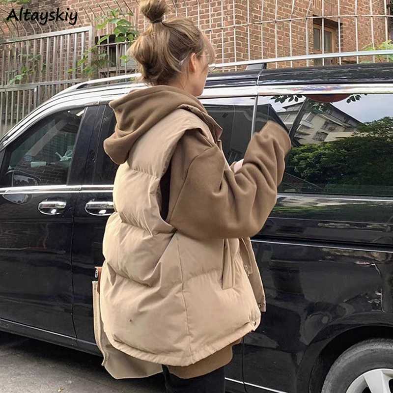Vests Women Loose Casual Streetwear Keep Warm Autumn Winter Coats Outwear Pockets Sleeveless Fashion Design Zipper MinimalistT251129