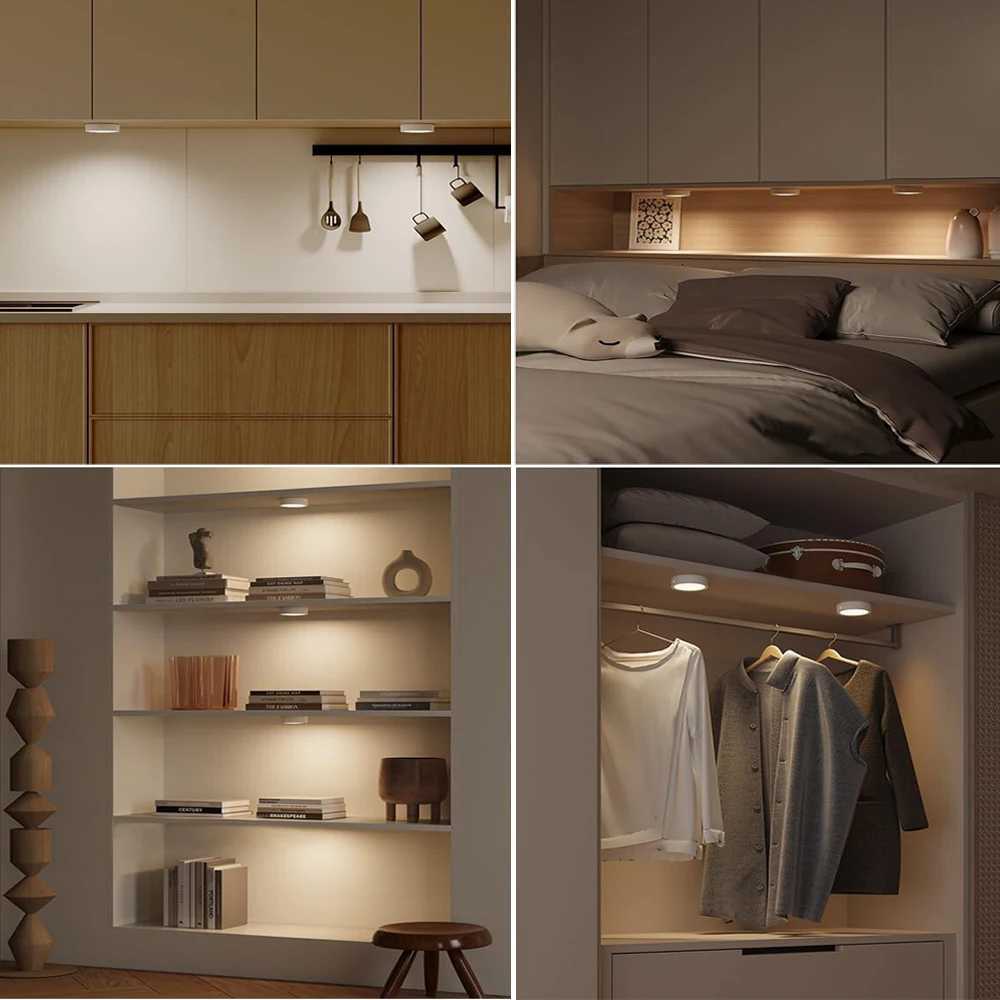 3 Color Puck Light Remote Rechargeable Atmosphere Holiday Lighting LED Cabinet Kitchen Dimming Color Magnetic Night Light M251129