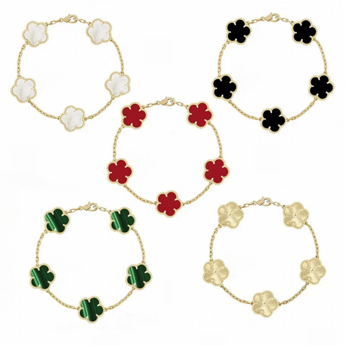 Four leaf clover bracelet charm bracelet designer bracelets fine jewelry mother of pearl white black red lady moissanite bracelet designer for women popular bangle