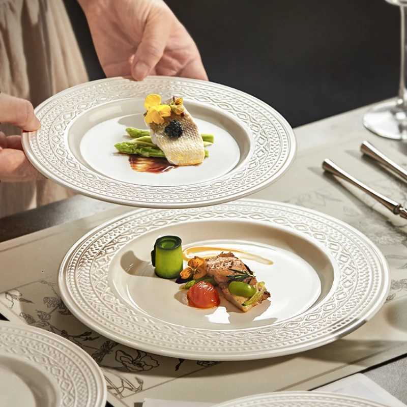 Luxury French steak dinner plate Deluxe sense light luxury household ceramic pasta plate kitchen cutlery Y251129