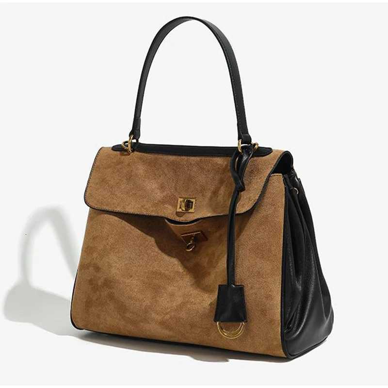 brand Frosted Leather Tote Bag Large Capacity Handbag For Women With Lock Handheld Shoulder Crossbody Briefcase Work Bags K251128
