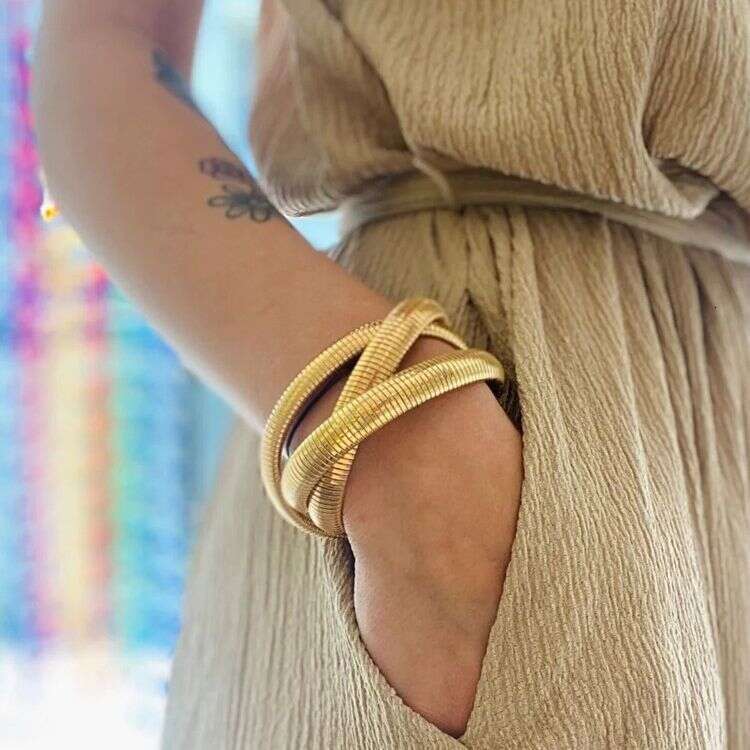 exaggerated antique style elastic snake chain layered wide version for womens new niche texture bracelet