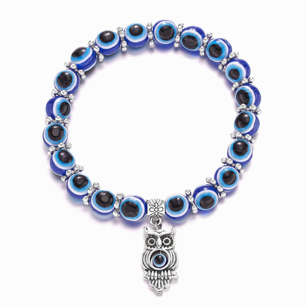 mens devils butterfly elephant animal pendant resin blue eye beads fatima palm bracelet
