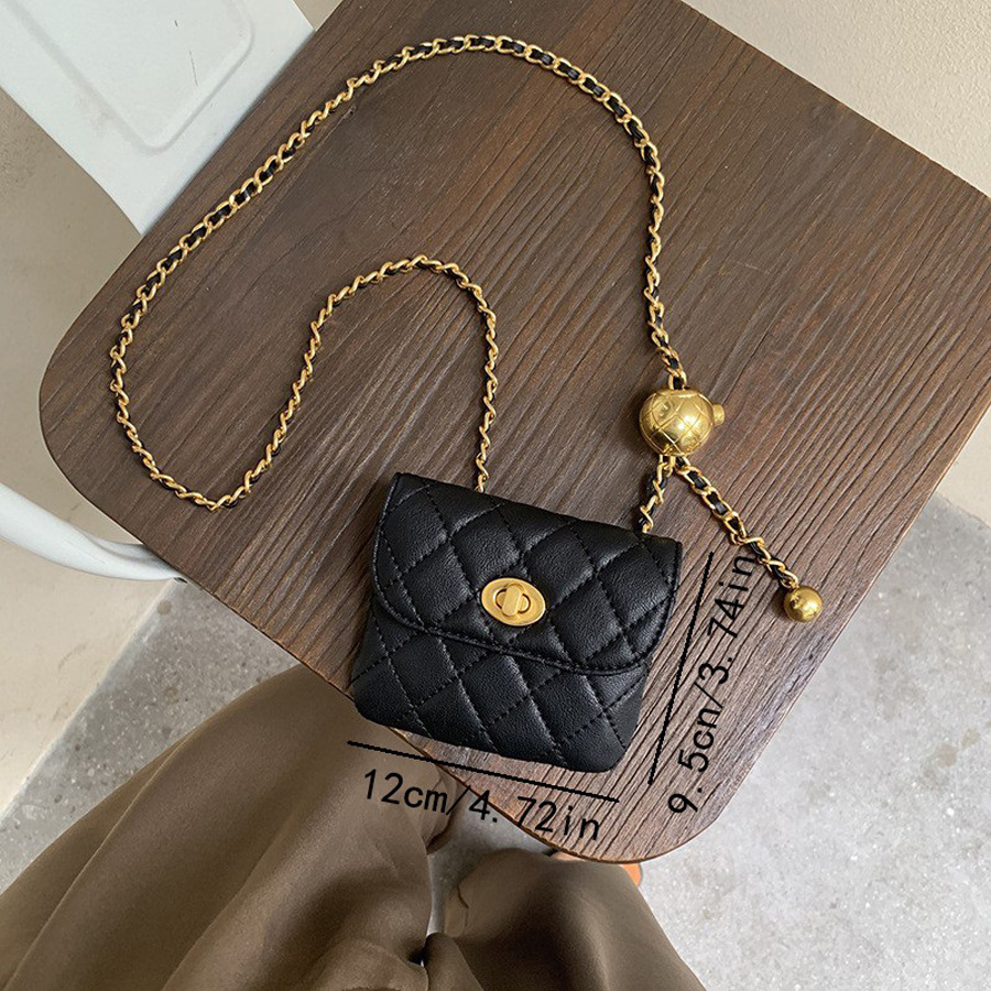 Shoulder Bags Hot Sale Luxury Quilted Waist Pack with Gold Ball Pendant - Stylish Belt Bag Crossbody Handbag Mini Purse Free Shipping Worldwide