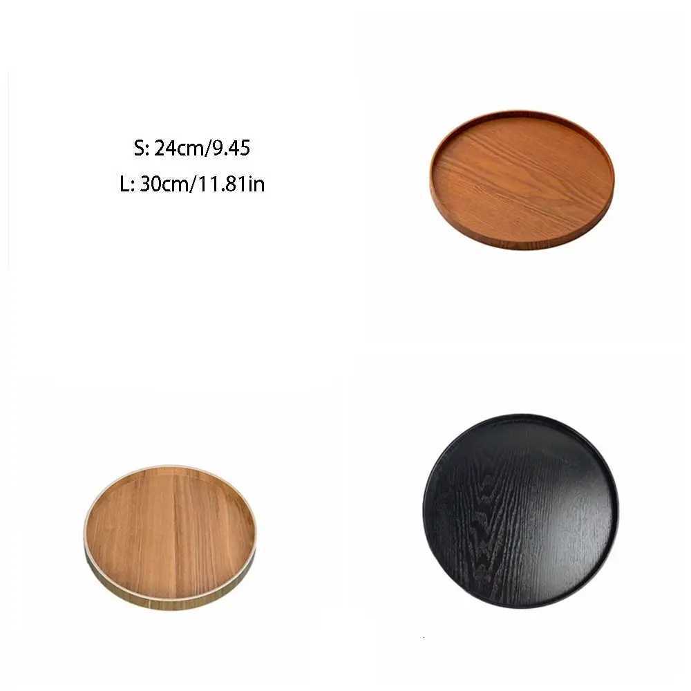 Multifunctional Round Wood Serving Tray Simple Natural Decorative Tray Handmade Storage Tray Entryway Y251129