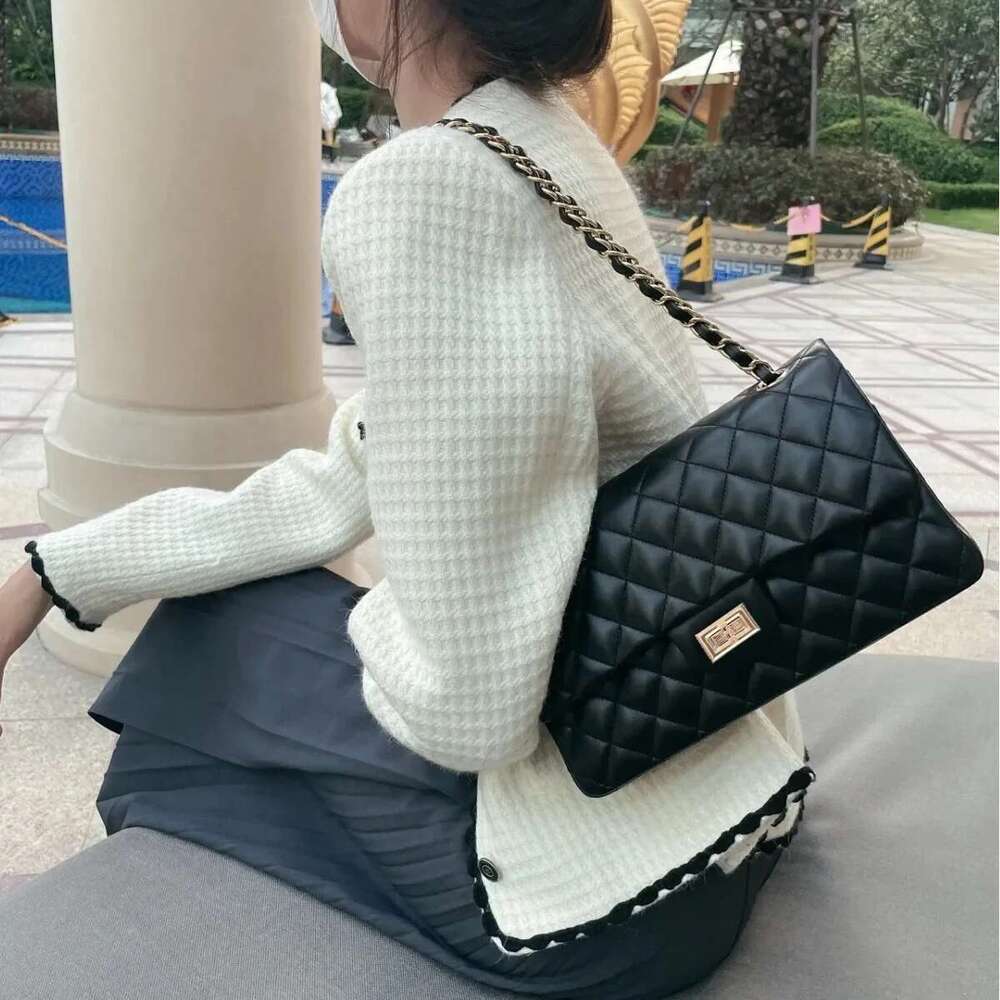 New Tweed Stylecf Chain 2.55 Genuine Leather Argyll Shoulder Crossbody Versatile Classic Flip-Open Small Square Bag For