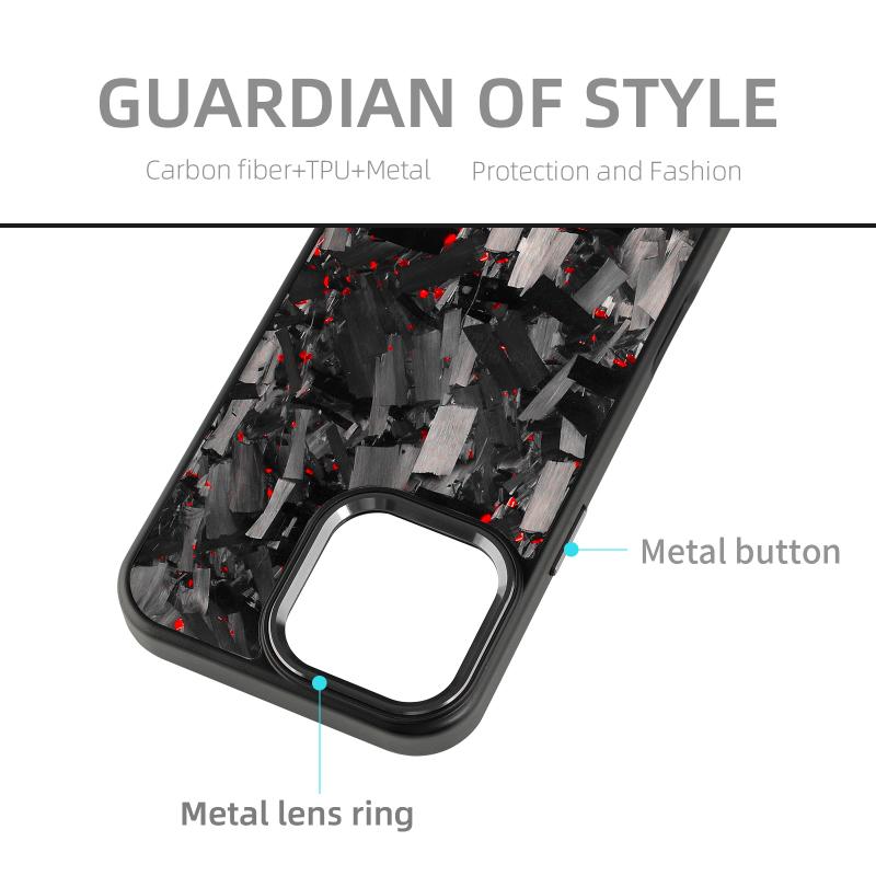Metal black frame forged carbon fiber mobile phone case for iPhone16/15/14/13/11 pro max iPhone case gold green