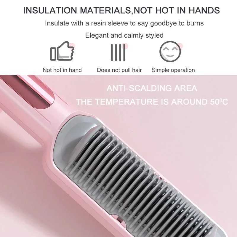 Profissional Hot Combs Anti-scalding Hair Straightener Brush Ceramic Hair Curler Heated Electric Smart Brush Hair StraightenerT251129