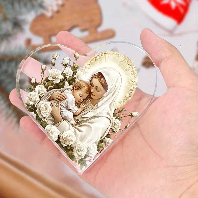1pc 2D Acrylic -Shaped Jesus Birth Virgin Mary Decoration Religious Gift Waterproof for Living Ro Desk Bedro Ornament H251129