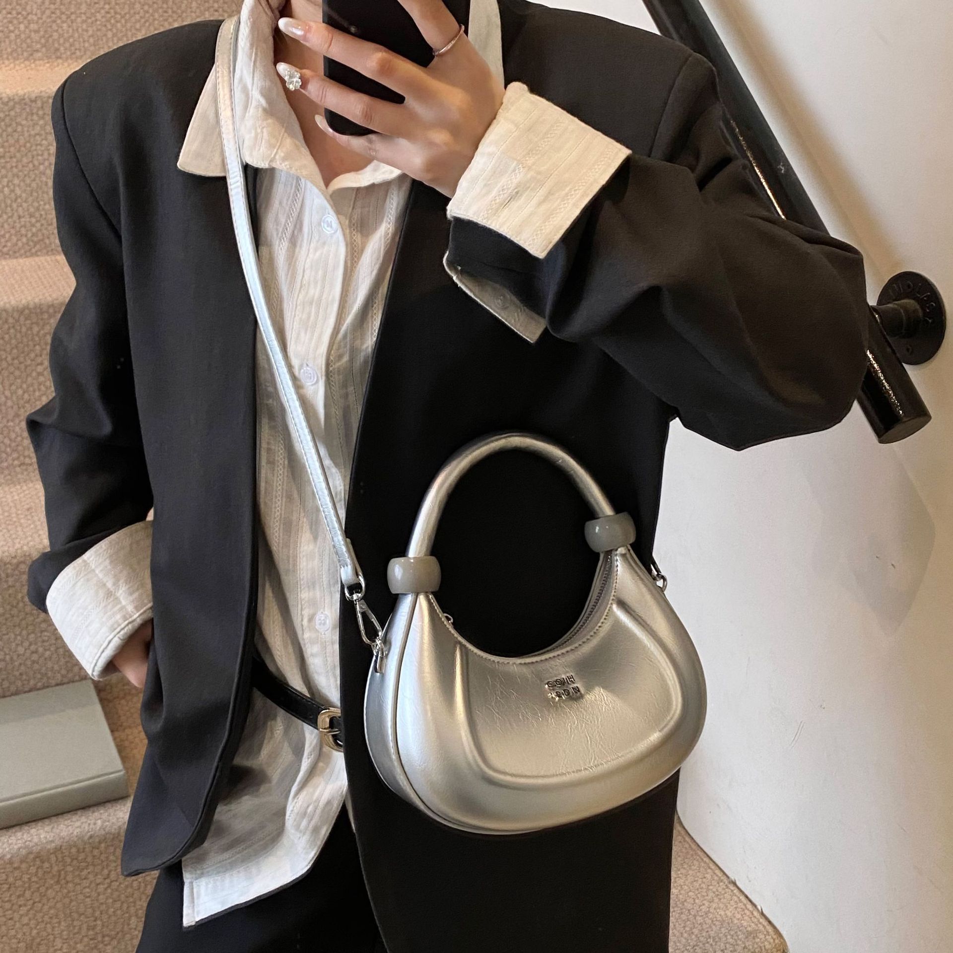 2025 Summer Designer Crescent Moon Bag - Luxury Women's Crossbody Tote with Adjustable Strap & Free Shipping