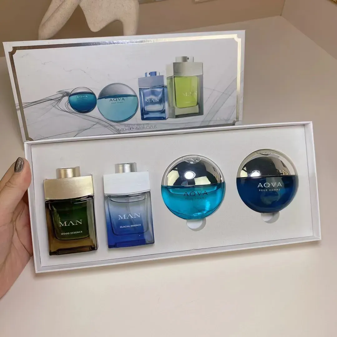 2025 Luxury Perfume Set Men Women AQVA Perfumes 4x30ml Gift Set Eau De Toilette Long Lasting Fragrance Good Smell 4 in 1 Cologne Parfum Kit Natural Spray Brand
