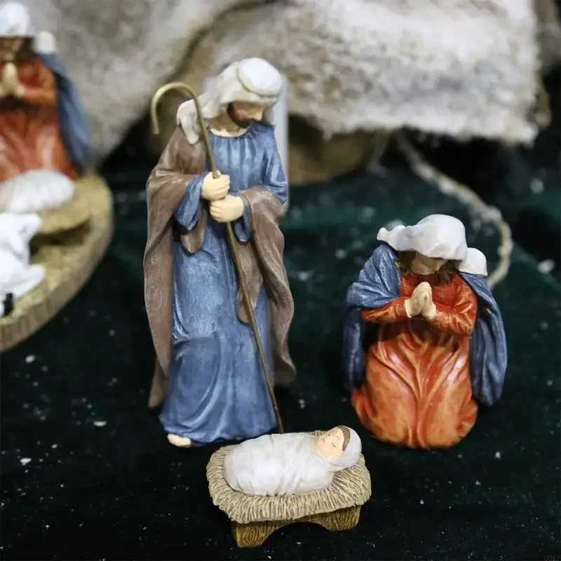 Resins Nativity Scene 3 Piece Figures Set Religious Holy Family Scptures Ornaments Christmas Tabletop Decorative Art H251129