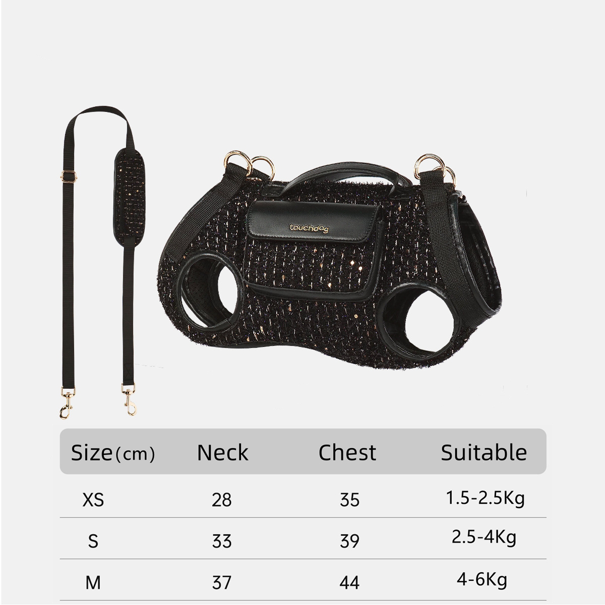 Carrier, Portable Messenger Bag for Small Medium Dogs, Puppy Carrier with Adjustable Strap, Handheld Dog Harness C15