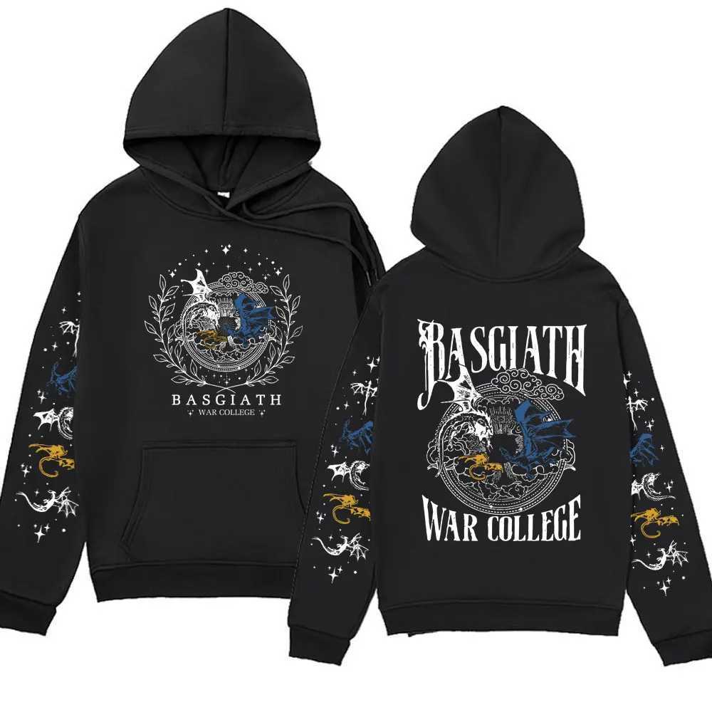 Fourth Wing Printed Hoodie Mens Retro Basquia War College Dragon Knight Fashion Oversized Sports Hoodie W250429