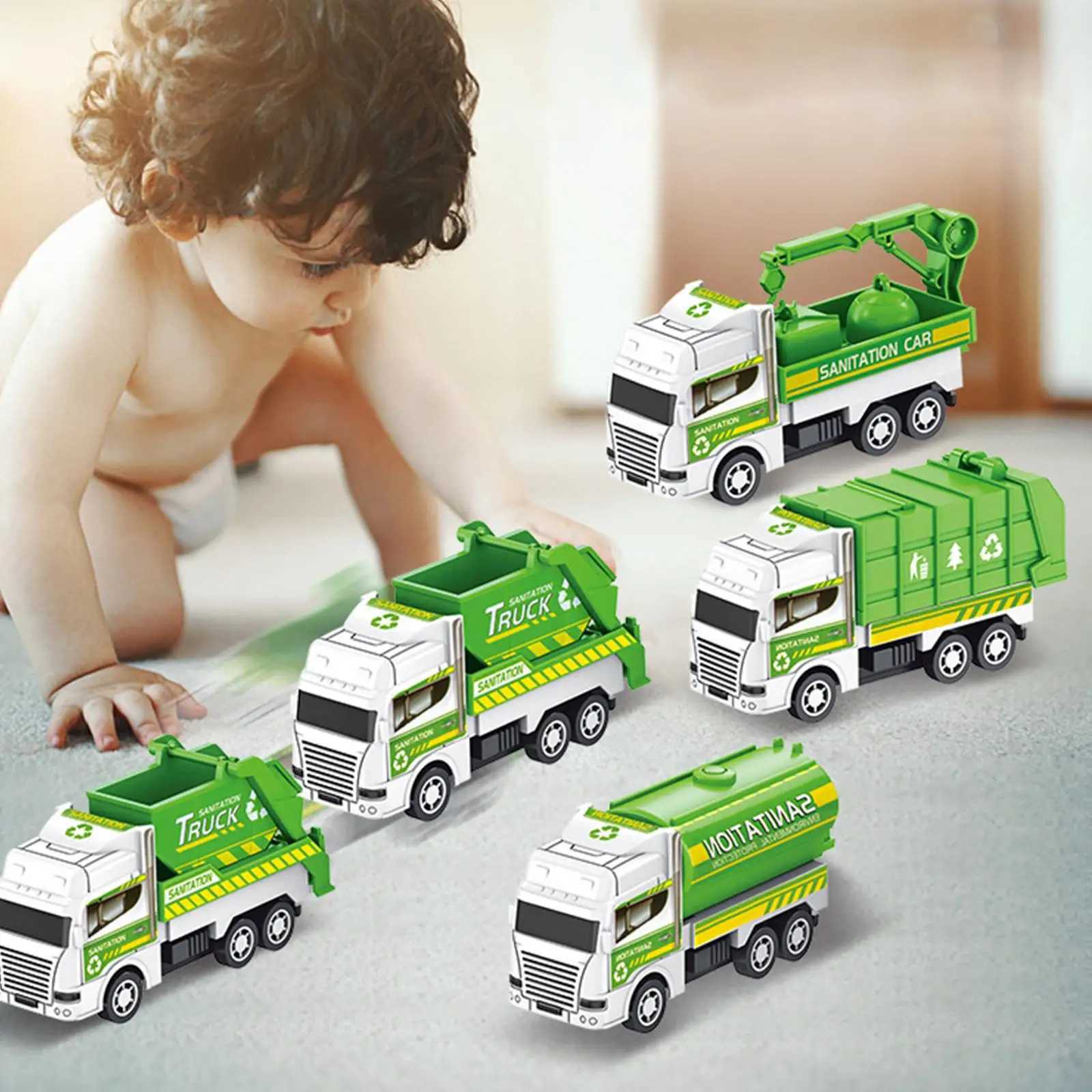 1pc Kids Toys Car Inertia Sanitation Truck Pull Back Plastic Model Engineering Vehicle Fire Engine Boys Toys For Children G L8y6 J251129