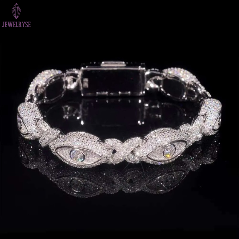 Pass Diamond Tester 925 Silver Gold Plated Hip Hop Jewelry Custom Infinite Eyes 8-character Chain VVS Moissanite Cuban Bracelet